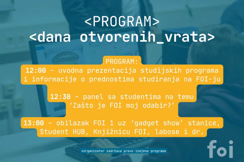 Dan otvorenih vrata FOI-ja prebačen na 9. svibnja