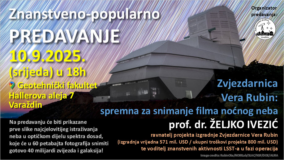 Predavanje Željka Ivezića na Geotehničkom fakultetu u srijedu 10. rujna