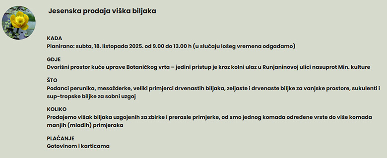 Botanički vrt prodaje višak bilja